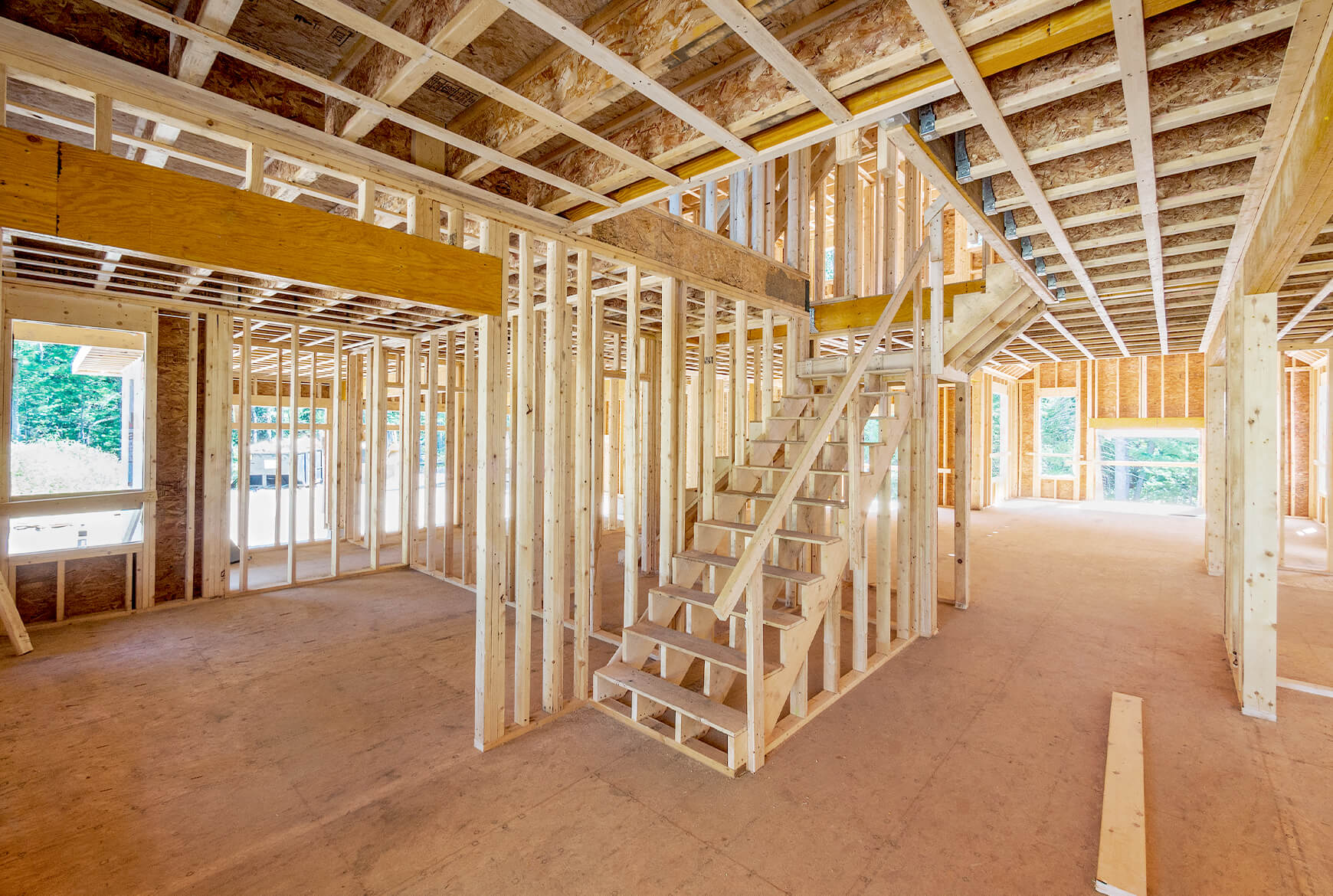 La charpente d'une maison en construction