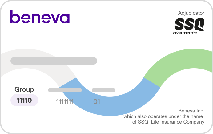 Sample insurance card that show where to find the group or policy number.