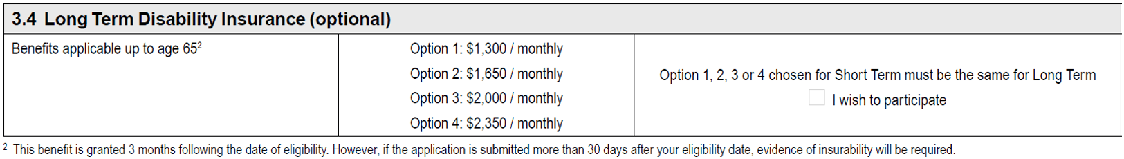 Long Term Disability Insurance (optional)