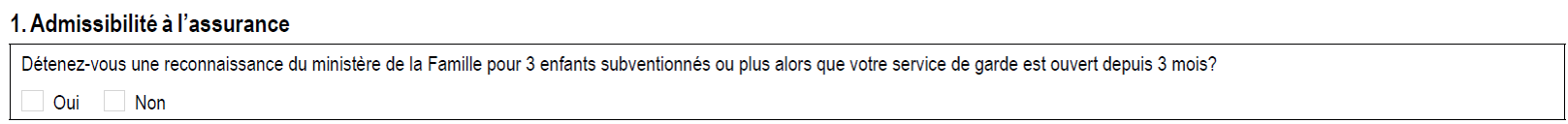1. Admissibilité à l’assurance