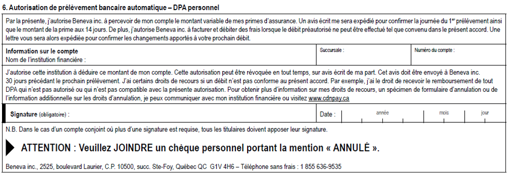 6. Autorisation de prélèvement bancaire automatique – DPA personnel