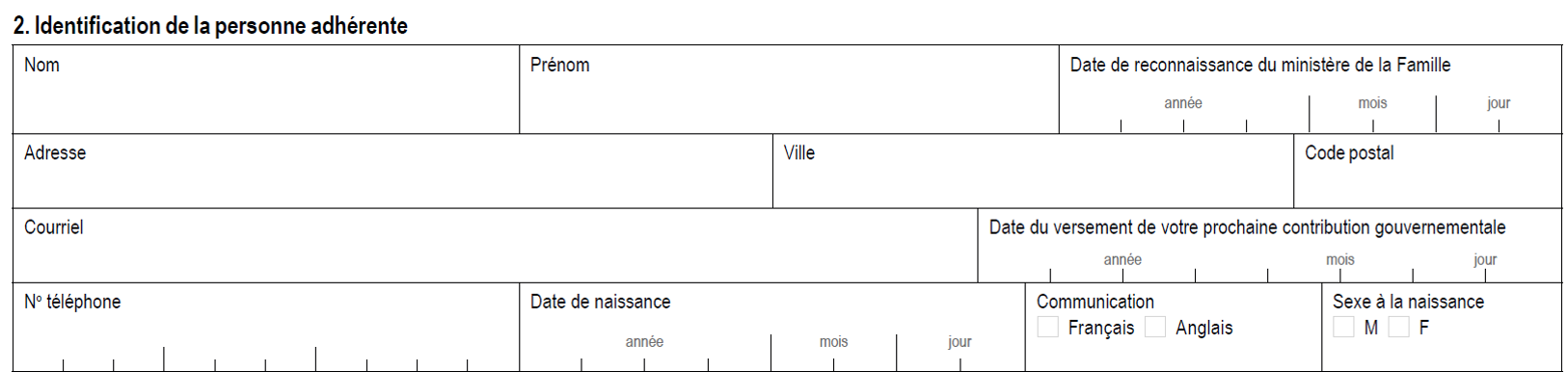 2.a Identification de la personne adhérente