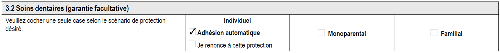 3.2 Soins dentaires (garantie facultative)