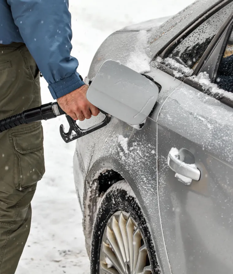 Une personne fait le plein d'essence d'une voiture