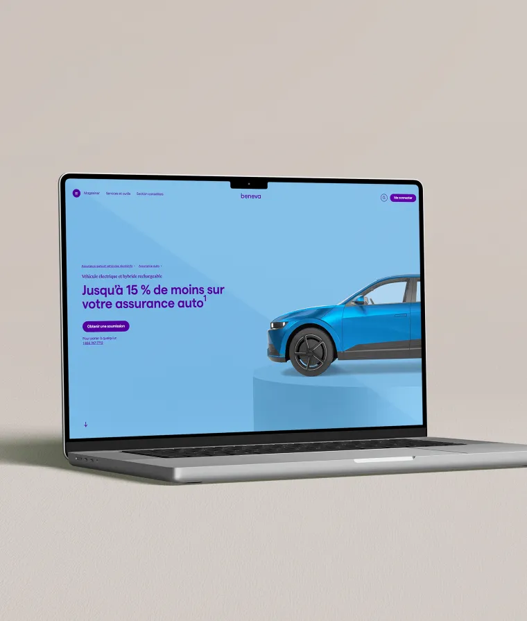 Ordinateur portable affichant un rabais sur une page d’assurance auto