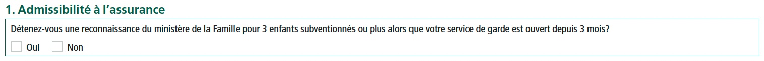 1. Admissibilité à l’assurance