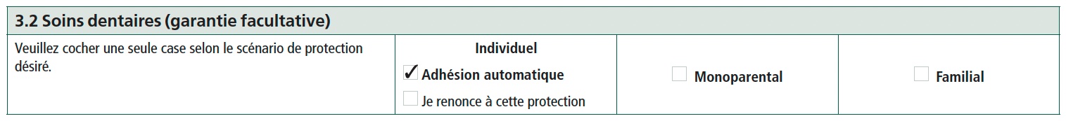 3.2 Soins dentaires (garantie facultative)