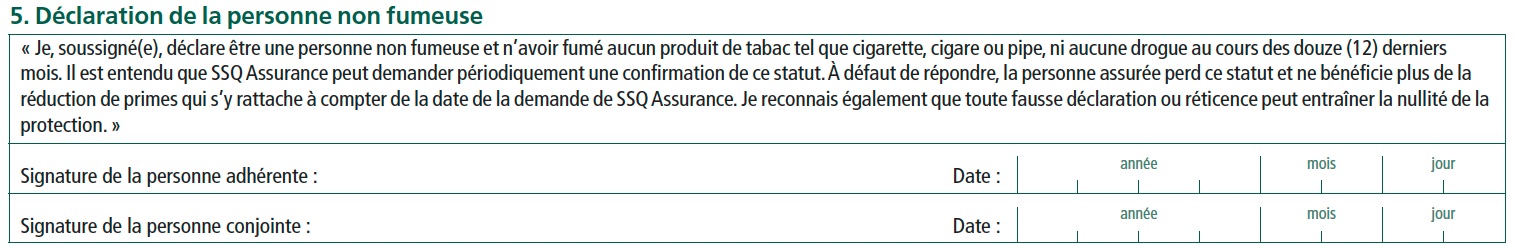 5. Déclaration de la personne non fumeuse